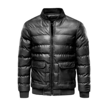 Imagem de Jaqueta de Couro Masculina Casaco Slim Fit Bomber Impermeável - Klizz,