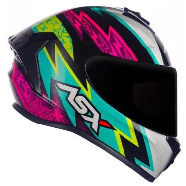 Imagem de Capacete ASX Draken Thunder Preto Brilho / Rosa / Tifany, 56