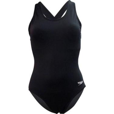 Imagem de Maiô Natação Speedo Basico Aquaplus Feminino, M, Preto