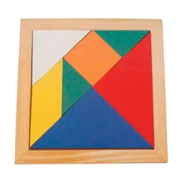 Imagem de Jogo Tangram Educativo 20x20cm 7 Peças em Mdf para Criatividade e Raciocínio Lógico Sonho de Criança
