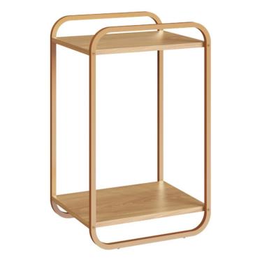 Imagem de Mesa Lateral Luna Retangular MDP Aço 33CM Amadeirado Artesano Móveis Hanover