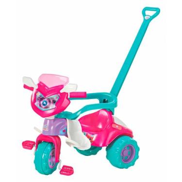 Imagem de Triciclo Tico Tico Doutora Meg Cor Rosa Para Meninas Com Haste Pedal E