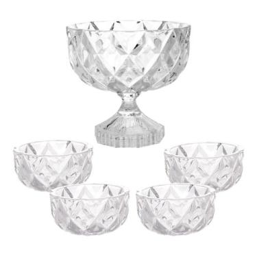Imagem de Conjunto Taça de Sobremesa e 4 Bowls Cristal Deli Diamond - Lyor