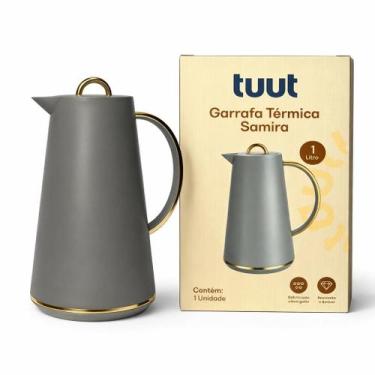 Imagem de Garrafa Térmica De Café E Chá Samira Cinza Luxo 1L Tuut