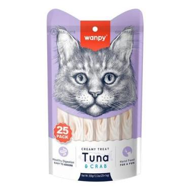 Imagem de Petisco para gatos Wanpy Creamy Sabor Atum e Caranguejo Pacote com 25 