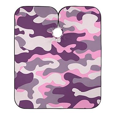 Imagem de Capa à prova d'água para corte de cabelo camuflado rosa roxo, barbeiro para crianças, acampamento e cabeleireiro, capa para uso doméstico, 139,7 cm x 165 cm