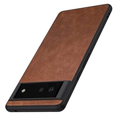 Imagem de Capa para Google Pixel 6/6 Pro, capa traseira de proteção antiqueda de couro PU + TPU premium, capa protetora à prova de choque, marrom, 6 Pro 17 cm