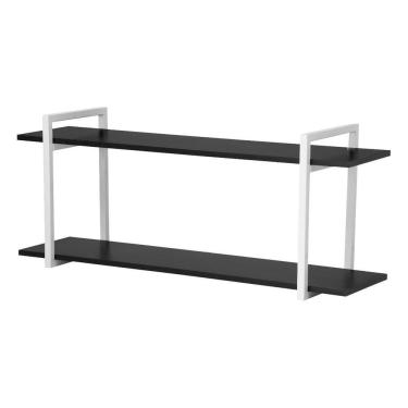 Imagem de Nicho Cozinha Branco Com Prateleiras Preto 60Cm