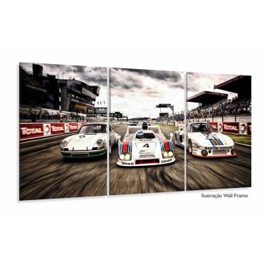 Imagem de Quadro Decorativo Carros De Corrida Em Tecido 3 Peças 120x60
