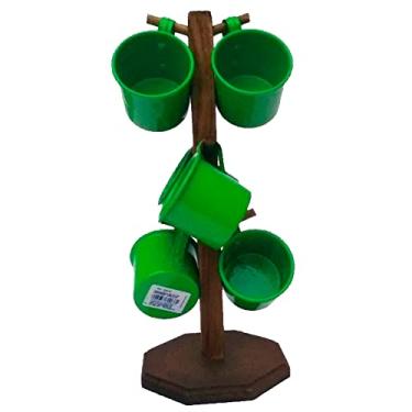 Imagem de Suporte Rústico com 6 Canecas de Café em Alumínio Esmaltadas – Verde