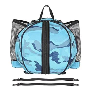 Imagem de YIJU Bolso de mão Futebol Basquetebol Bolsa de mão Alça Ajustável Formato Redondo Futebol Único Bolso de Oxford Armazenamento, cinza azul