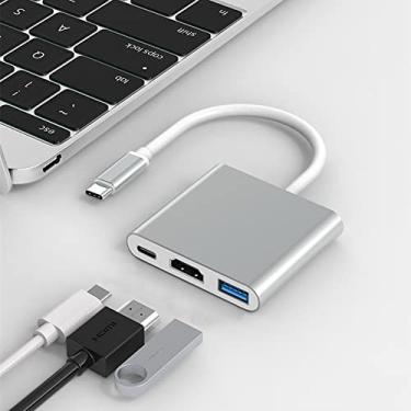 Imagem de Adaptador Hub USB C 3 em 1 para porta HDMI USB 3.0 Porta USB C PD3.0 com transferência de dados para MacBook Pro 2019/2018/2017, Samsung S8/S9