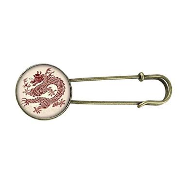 Imagem de Retrato de animal de dragão chinês retrô metal broche clipe jóias