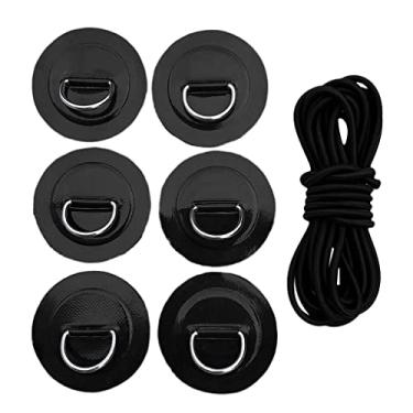 Imagem de Homyl Anel em D de aço inoxidável premium com patch de PVC e cabo de choque de 5 mm para kit de equipamentos de canoas de caiaque inflável para barco com jangada de dinghy prancha de caiaque, preto