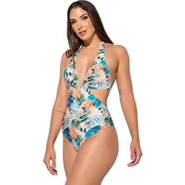 Imagem de Maiô Engana Mamãe Decote Cavado Estampado Hot Pants MVB Modas