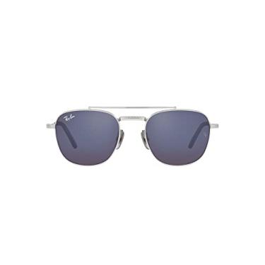 Imagem de Ray-Ban Óculos de sol aviador Rb8258 Frank Ii Titanium, Prata/cinza espelhado azul, 54 mm