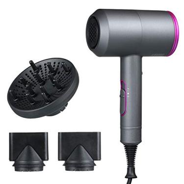Imagem de LAURAG Secador de cabelo iônico Secador de cabelo iônico com 3 bocais difusores 3 configurações de calor e 2 velocidades de vento quente/frio de secagem rápida Secador de sopro portátil Ferramentas