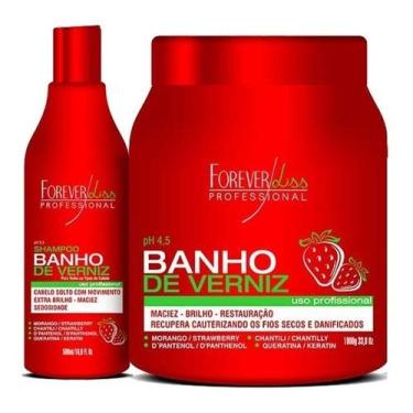 Imagem de Kit Shampoo E Máscara Banho De Verniz Morango - Forever Liss