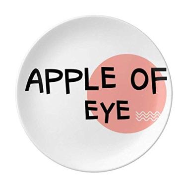 Imagem de Prato de porcelana decorativa com estampa romântica de olhos e laranja