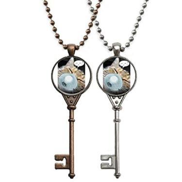 Imagem de OFFbb-USA Colar com pingente de chave de gato com expressão indefesa, joia para decoração de casal