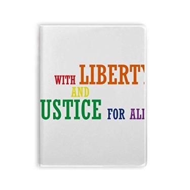Imagem de LGBT Caderno de capa macia com bandeira de arco-íris Liberdade e Justiça
