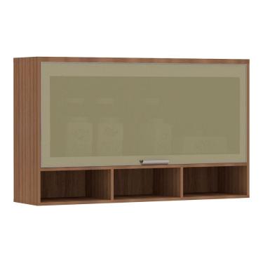 Imagem de Armário Aéreo 120cm 1 Porta Basculante com Vidro Reflecta Lari Luciane Móveis