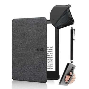 Imagem de enoxboo Capa de tecido macio para Kindle Paperwhite de 7ª geração de 2015/6ª geração de 2013/5ª geração de 2012, modelo DP75SDI ou EY21,com função de hibernação e ativação automática