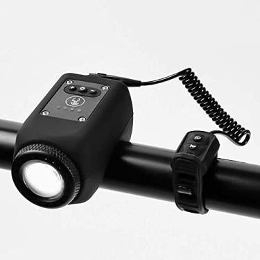 Imagem de ZKcasA Lâmpada LED para bicicleta com buzina elétrica MTB Mountain Bike Bell Farol USB recarregável Road Cycling Lâmpada dianteira Acessórios para bicicleta,Black