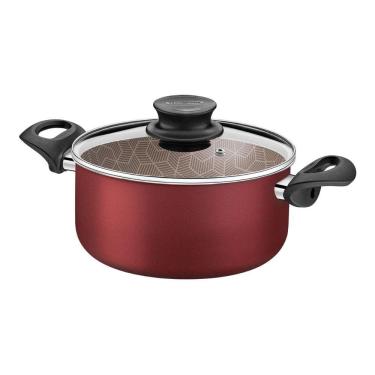 Imagem de Panela Caçarola Tramontina Paris Antiaderente Com Tampa de Vidro 20 cm 2,9 L Vermelho