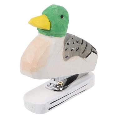 Imagem de MAGICLULU Mini grampeador de mesa, artigos de papelaria engraçados, grampeador de madeira, prendedores de papel, grampeador, ferramenta de grampeamento de papel, patos grampeador de animais,