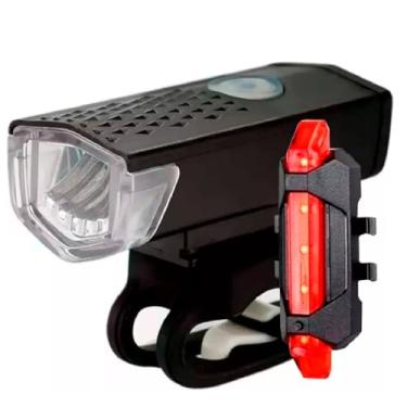 Imagem de Kit Bike Farol Lanterna Sinalizador Recarregável Usb
