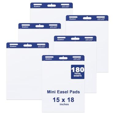 Imagem de Comix Bloco de cavalete pegajoso tamanho mini, papel flip de 38 x 45 cm para professores, papel de âncora para escritório, 30 folhas/bloco, 6 blocos/pacote