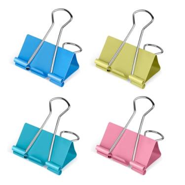 Imagem de 18 clipes de fichário extragrandes de 5 cm de comprimento, clipes de fichário grandes coloridos para escritório
