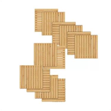 Imagem de Kit 12 Deck Madeira Modular 50x50 Natural Área Int E Ext - Belfix