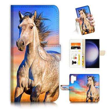 Imagem de Para Samsung S24 Ultra, para Samsung Galaxy S24 Ultra, capa de telefone carteira flip projetada, A24615 cavalo branco 24615
