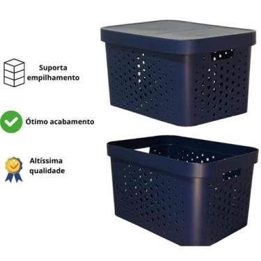 Imagem de Caixa organizadora grande 17 litros azul petróleo qualidade resistente
