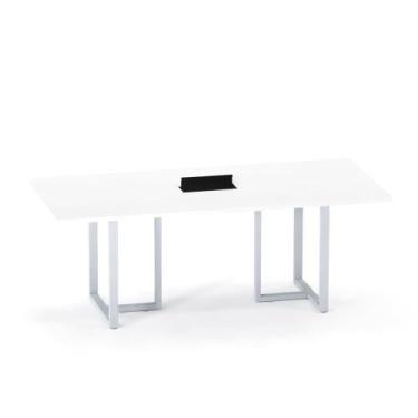 Imagem de Mesa de Reunião Retangular com Power Box Tubular P25 Pandin 2,6 M Bran