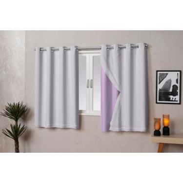 Imagem de Cortina Black out  PVC com Voil 2,20x1,30 corta a luz -Filomena, Lilás