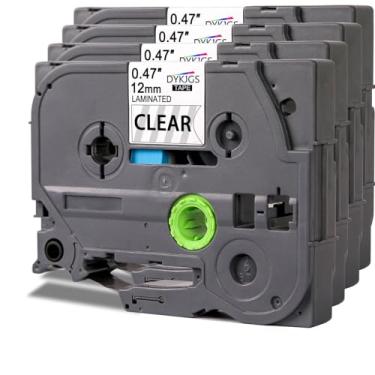 Imagem de DYKJGS Fita de etiqueta compatível Brother Label Printer Tape Tz Tze231 12 mm 0,47 polegadas preta em transparente, substituição para Brother P Touch fita de etiqueta laminada Pt H110 D210 D220 D400,