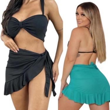 Imagem de Kit 2 Saida Pareô Curta Saída Praia Envelope Babado Tendência - rv mod