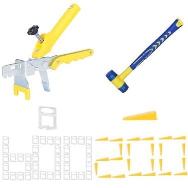 Imagem de Kit de sistema de nivelamento de azulejos de 1/40.6 cm, clipes espaçadores de azulejos de 600 peças e 200 peças de cunhas reutilizáveis com 1 peça de alicate de piso para instalação de pedra e azulejo