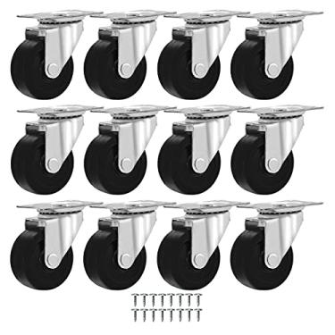 Imagem de MegaDeal Pacote com 12 Rodas Giratórias de 2", 50 Libras Cada, Base de Borracha com Placa Superior e Rolamento com Parafuso