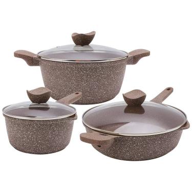 Imagem de Conjunto de Panelas e Frigideiras Antiaderentes em Alumínio, 8 Peças, Country Kitchen, Marrom