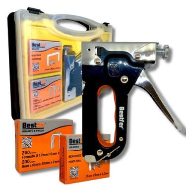 Imagem de Grampeador Pinador Profissional 3 Em 1 + Grampos E Pregos Tapeceiro Ma