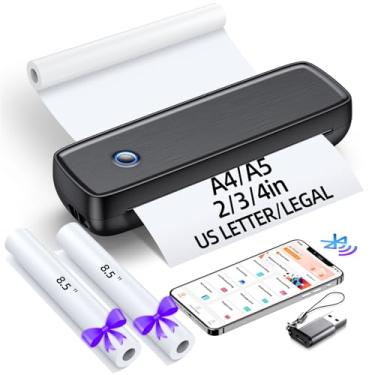 Imagem de Aixiqee Impressora Portátil Sem Fio para Viagens, Suporte para Impressora Térmica Bluetooth 8,5 X 11 Pol. Carta Dos Eua E Ofício, Papel Térmico A4 E A5, Impressora Sem Tinta Compatível com Ios, Androi