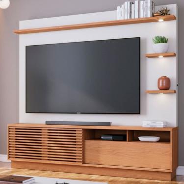 Imagem de Estante para TV Até 70 Polegadas Campos 1 Porta 1 Gaveta Freijó/Off White Matte - Pnr Móveis