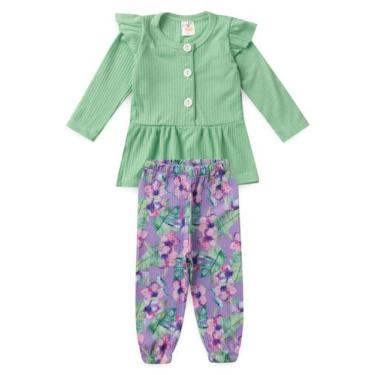 Imagem de Conjunto Bata e Calça Canelado Bebê - Verdinho - Ame Kids, G