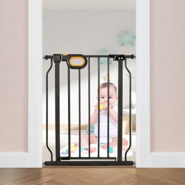 Imagem de owlie Portão Pequeno E Estreito Para Bebês, Escadas, Portas Corredores, 60 A 75 Cm De Largura, Com Montagem Por Pressão, Passagem Crianças, Cães Animais Estimação, Escadas Internas, Preto (77 Altura