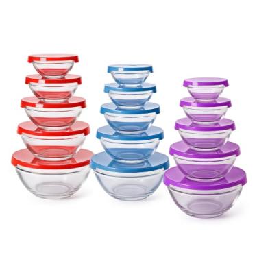 Imagem de Conjunto 5 Potes de Vidro Herméticos com Tampa Colorida – Conservação e Organização na Cozinha