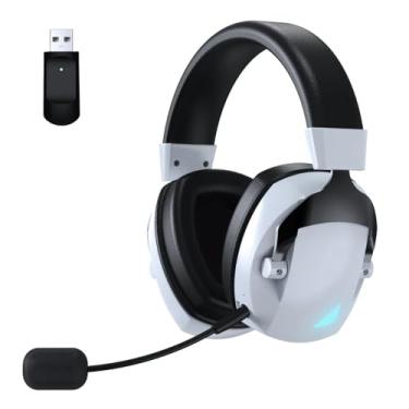 Imagem de Headset Gamer Acinaci Sem Fio, Bluetooth e 2.4G, Microfone Destacável, Branco